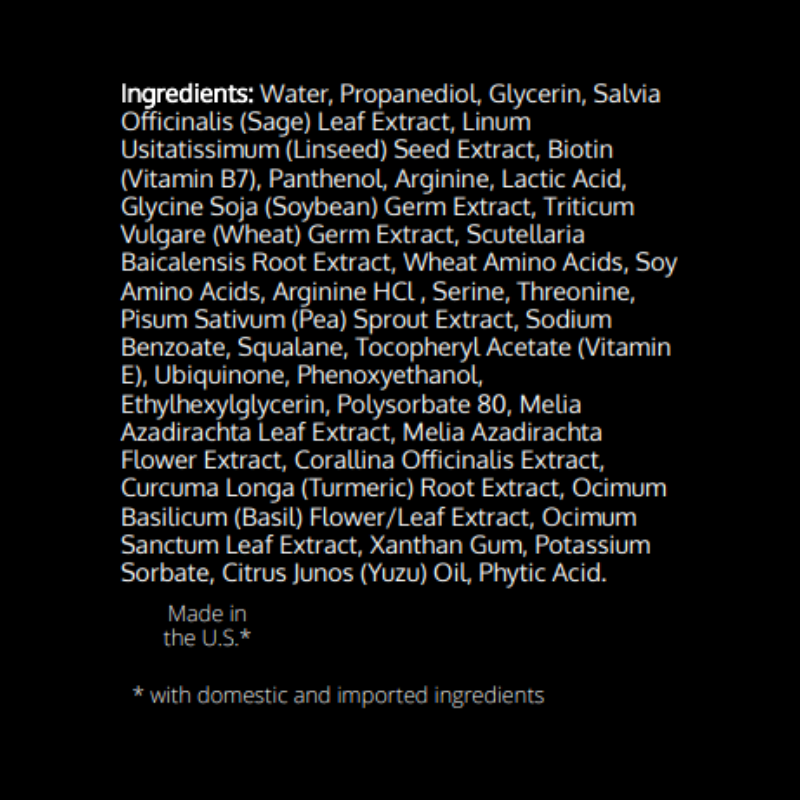 List of ingredients on a black background